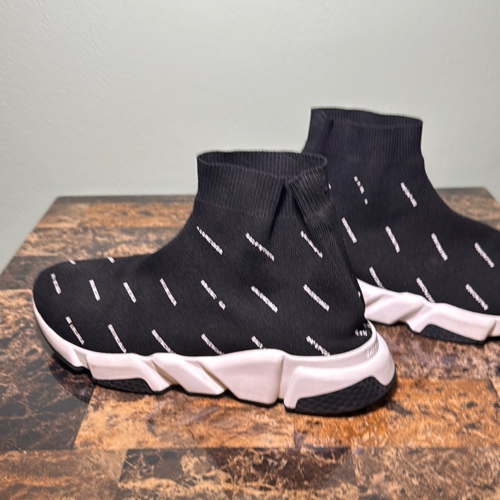 Balenciaga Black and White Sock high top speed sock Sneakers size 10 - Picture 8 of 12
